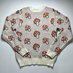 Super Massive Mushroom Knit Sweater Sweatshirt Unisex M All Over Print
